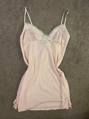Izod Pale Pink Lace-Trim Slip Chemise